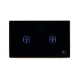 TUYA Zigbee 2Gang US Black Tuya concave with aluminum frame
