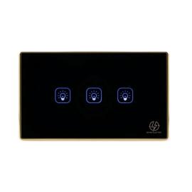 TUYA Zigbee 3Gang US Black Tuya concave with aluminum frame