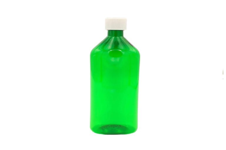 16oz Graduated Oval RX Bottles with Caps 50 Count-Green