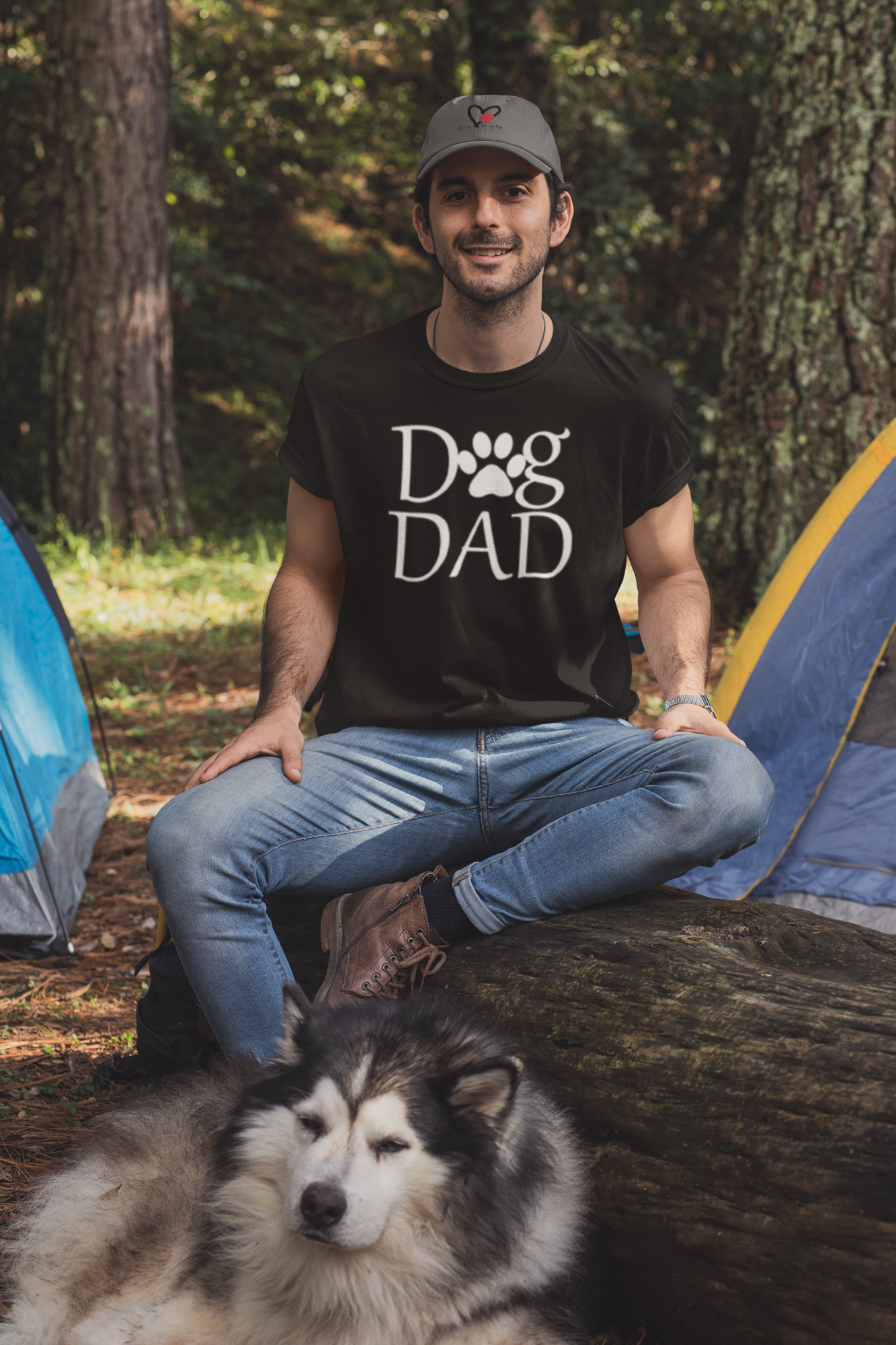 Dog Dad Paw Black Softstyle T-shirt