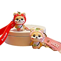 Cute Shiba Inu Cartoon Keychain with Wrist Strap