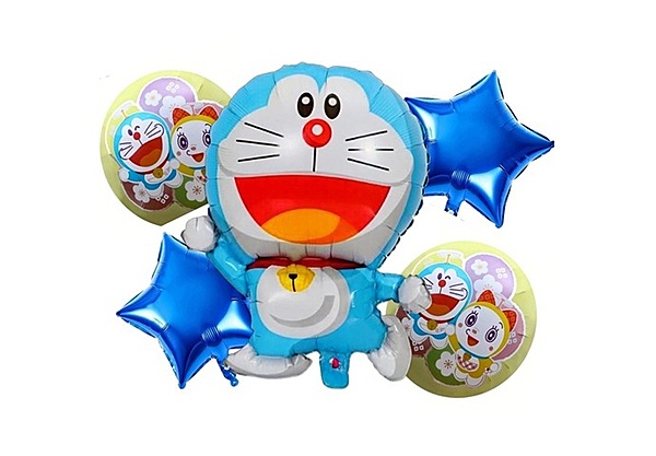 Doremon Theme Foil Balloons - (Pack of 5)