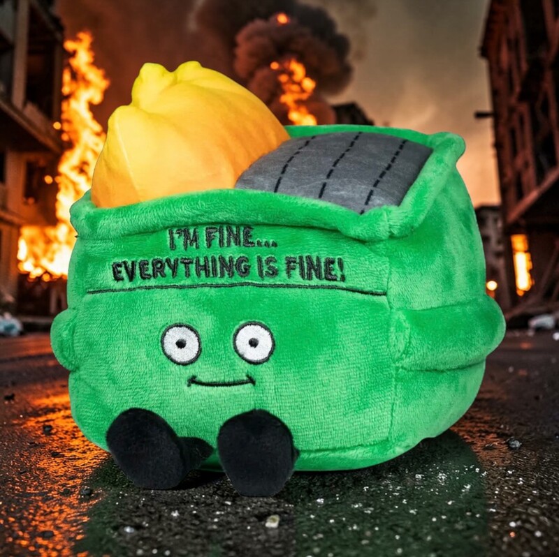 Plush "I'm Fine... Everything Is Fine!" Dumpster Fire