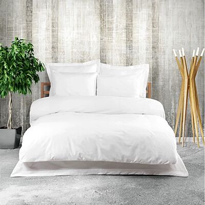 All White Luxury Duvet Cover With Flap - Queen