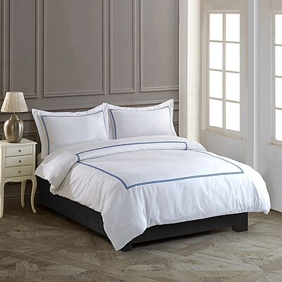 Luxury Navy Blue Stripe Bedding Set - King