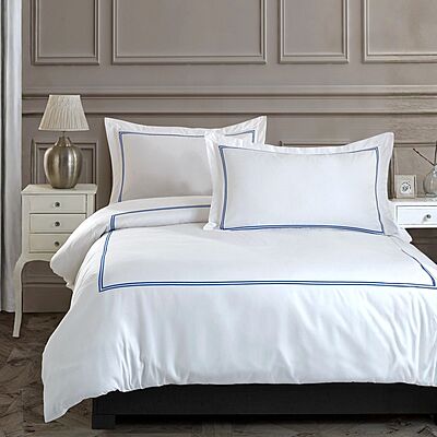 Luxury Navy Blue Stripe Bedding Set - King