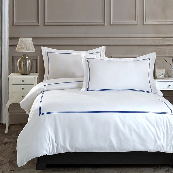 Luxury Navy Blue Stripe Bedding Set - Queen