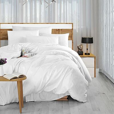All White Luxury Duvet Cover With Flap - Queen
