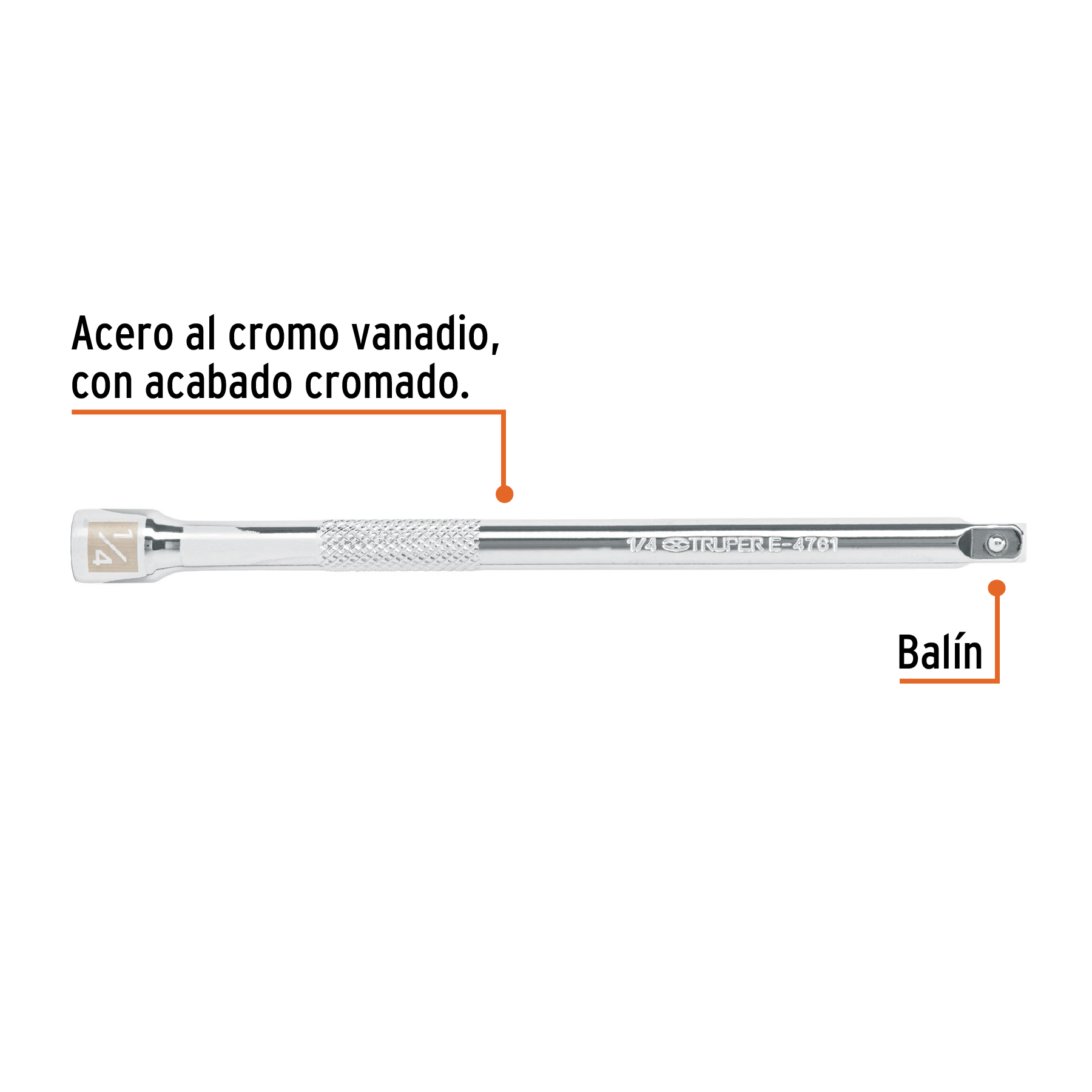 Extensión de 6' para matraca para dados cuadro 1/4' - E-4761 / 13915