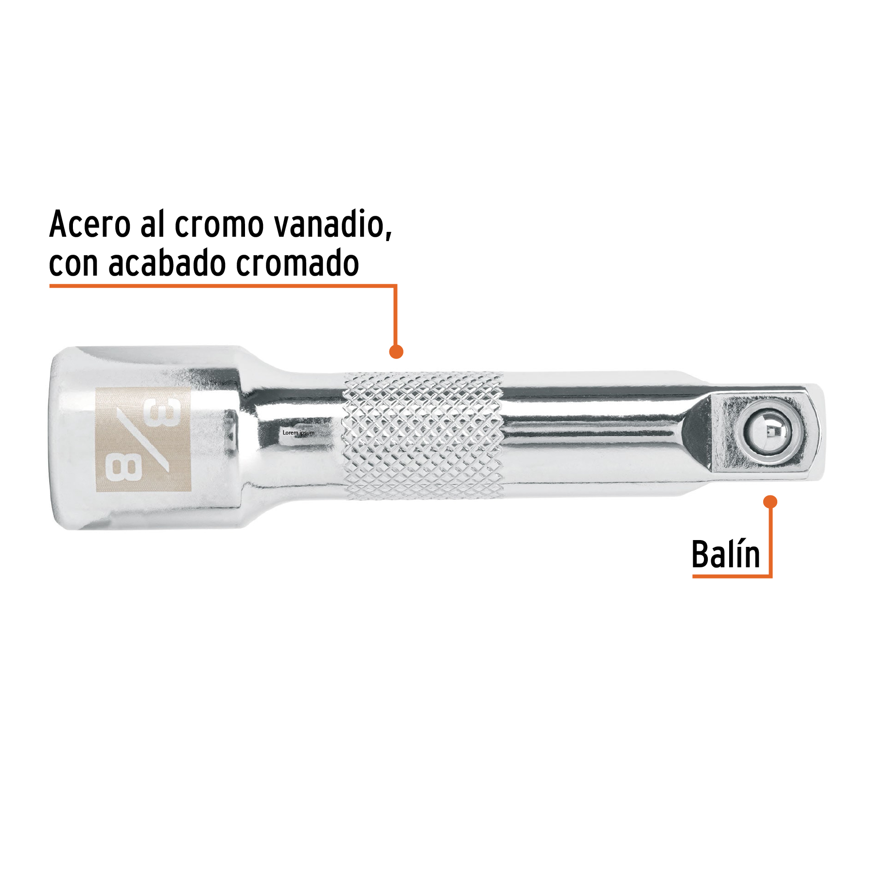 Extensión de 3' para matraca, para dados cuadro 3/8' - E-5260 / 13663