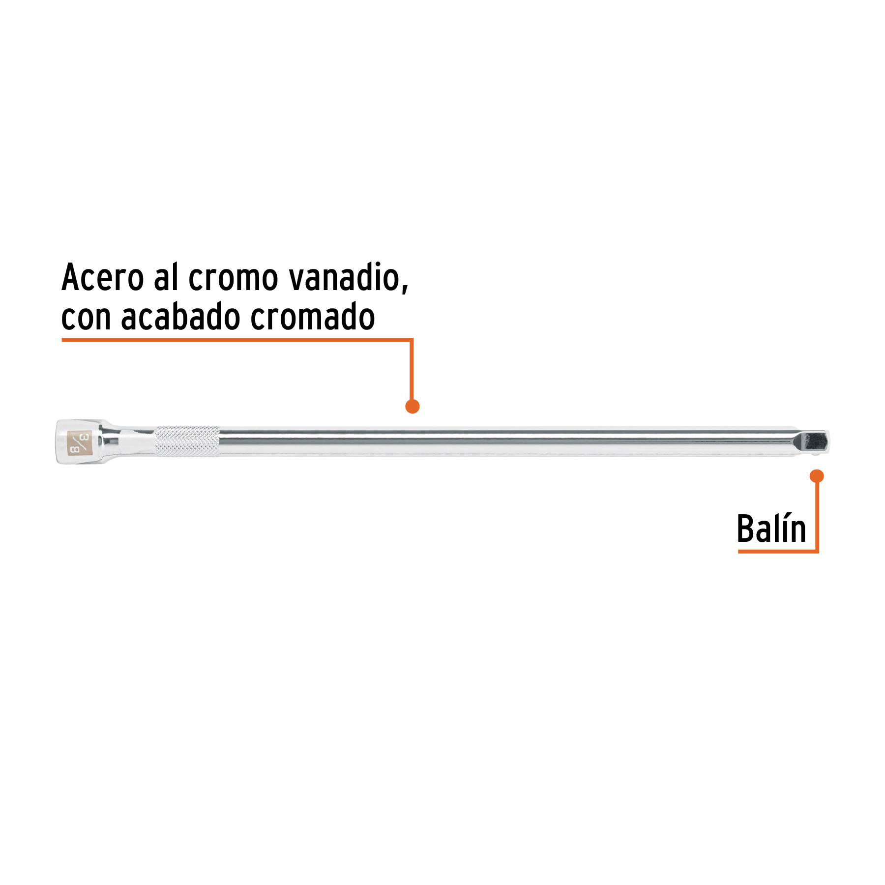 Extensión de 12' para matraca, para dados cuadro 3/8' - E-5262 / 13667