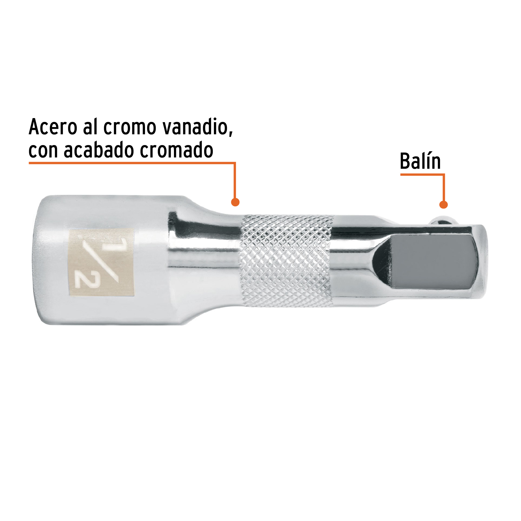 Extensión de 2-1/2' para matraca, para dados cuadro 1/2' - E-5460 / 13414