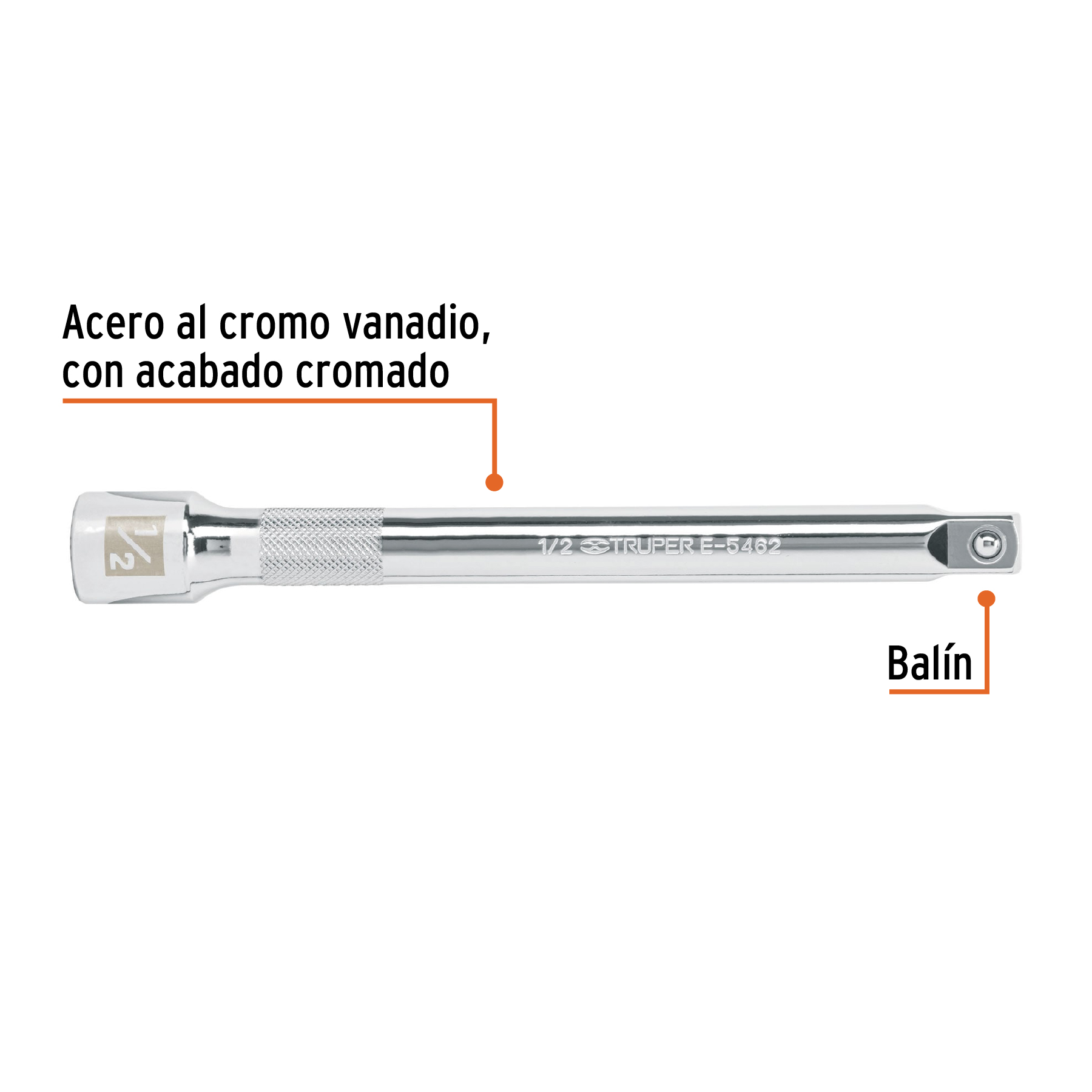 Extensión de 8' para matraca para dados cuadro 1/2' - E-5462 / 13917