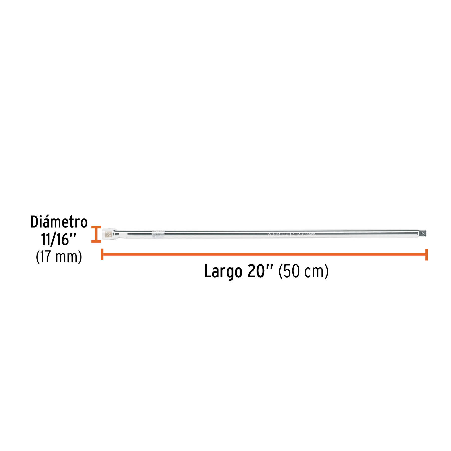 Extensión cuadro 1/2' para matraca, largo 20', Truper' - E-5465 / 13919