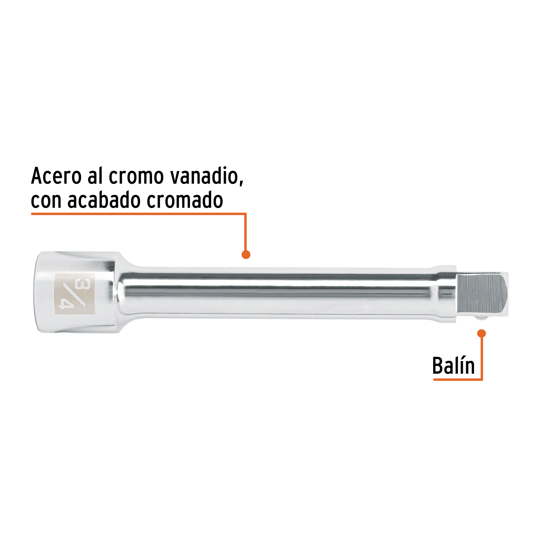 Extensión de 8' para matraca, para dados cuadro 3/4' - E-5661 / 13904