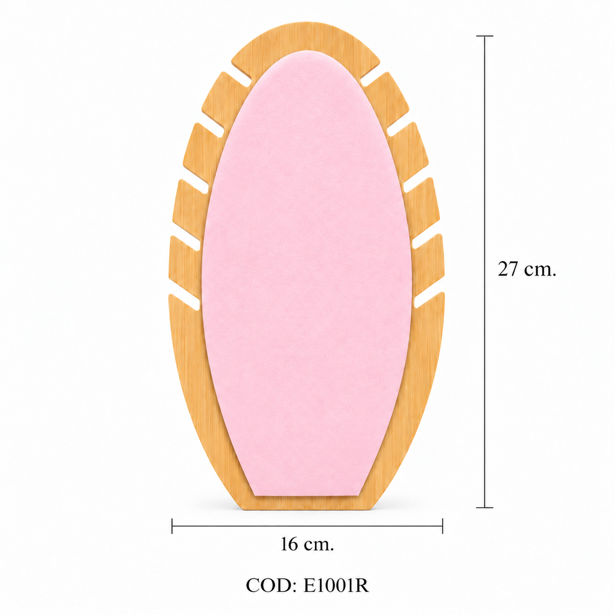 EXHIBIDOR CAPILLA OVAL ROSA CON MARCO DE MADERA - (ALJ17)