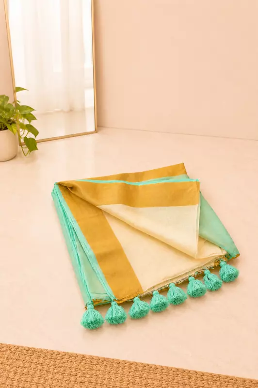 Mul cotton Green with white