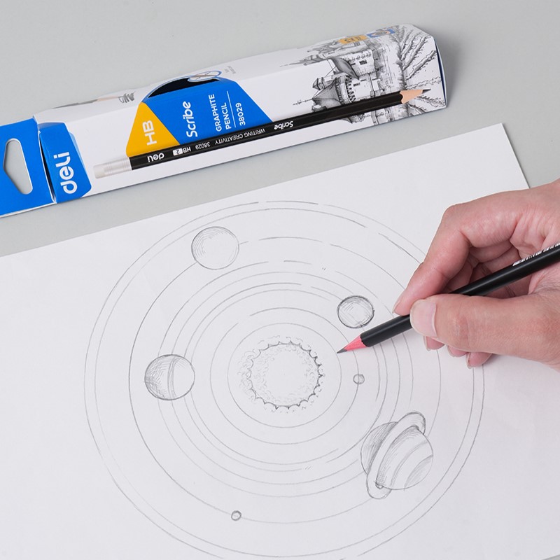 DELI SCRIBE E38029 HB PENCILS WITH RUBBER-TIP