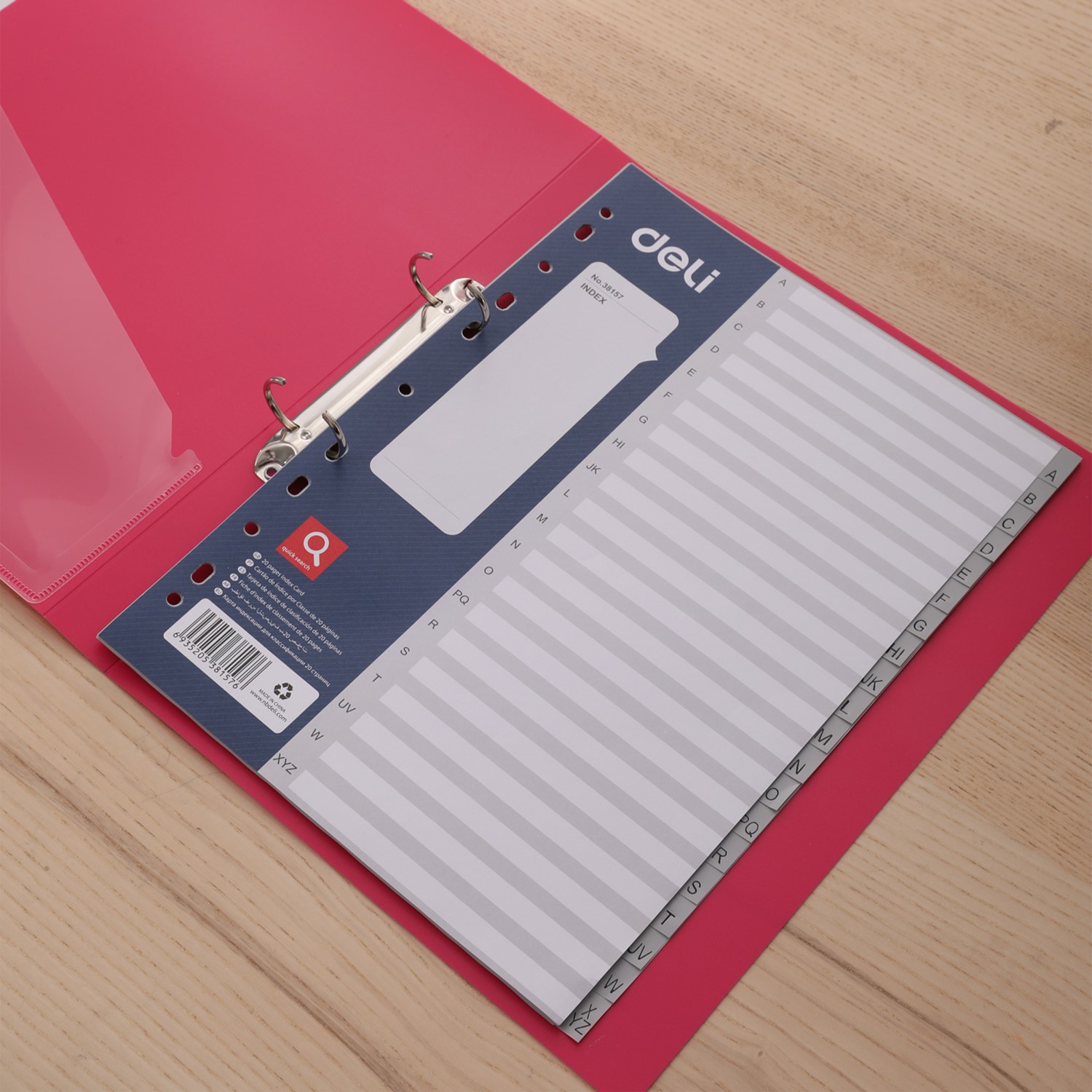 DELI E38157 FILE DIVIDER INDEX PVC GREY NOS. A-Z