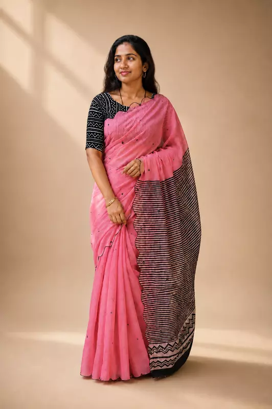 Chanderi mirror pink