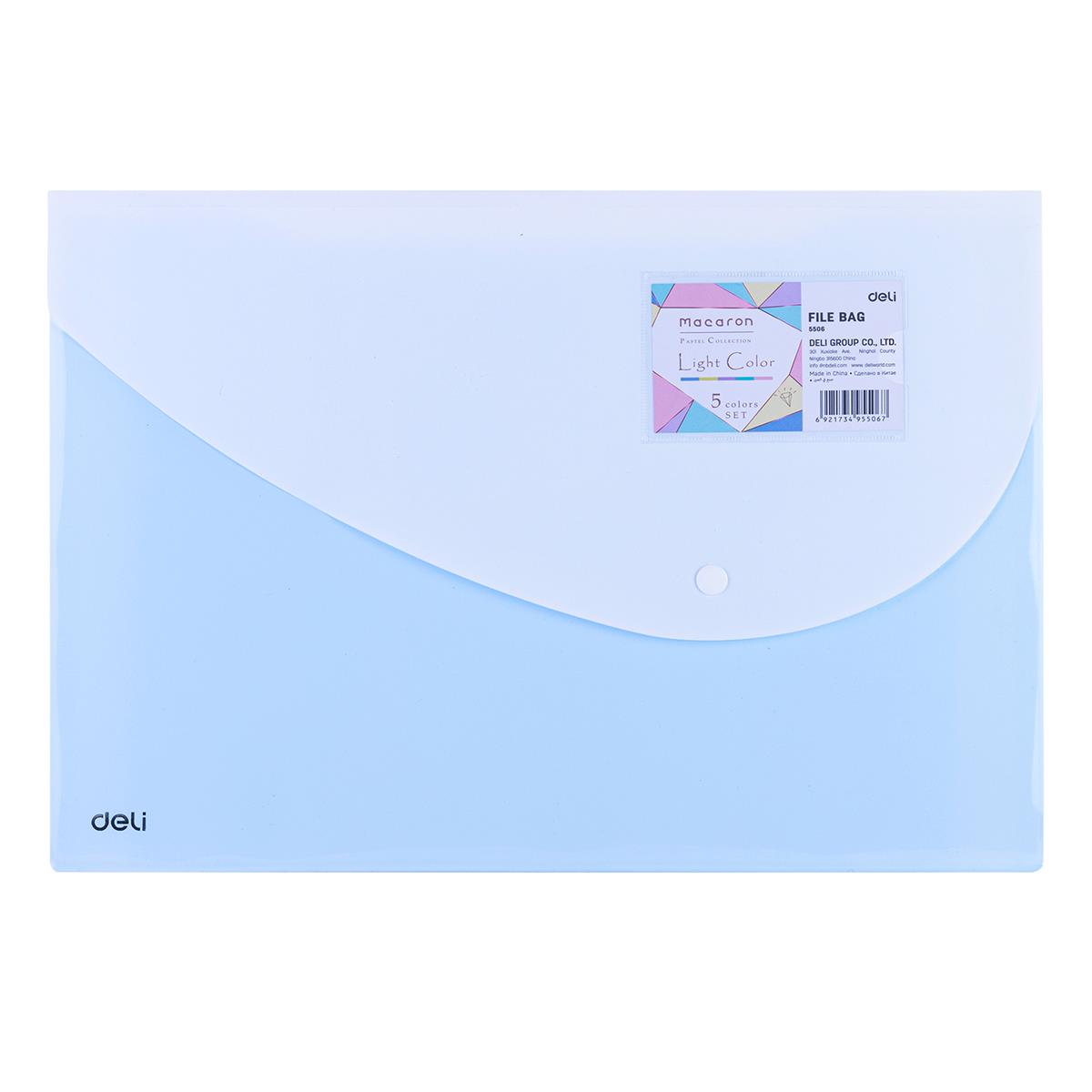 DELI 5506 FC FILE BAG ASST COLORS Pack of 10pcs