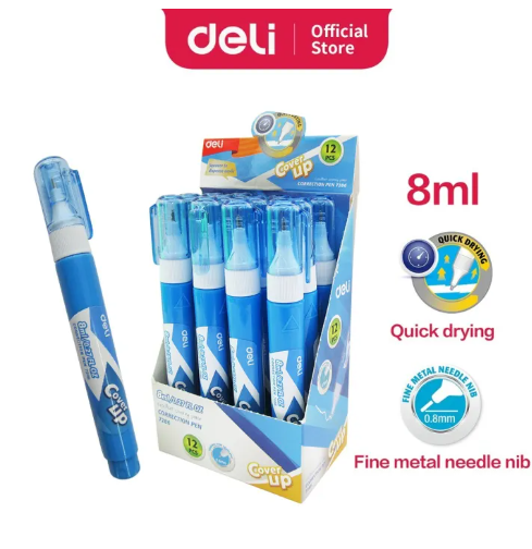 DELI E7286 COVER-UP CORRECTION PEN 8ML