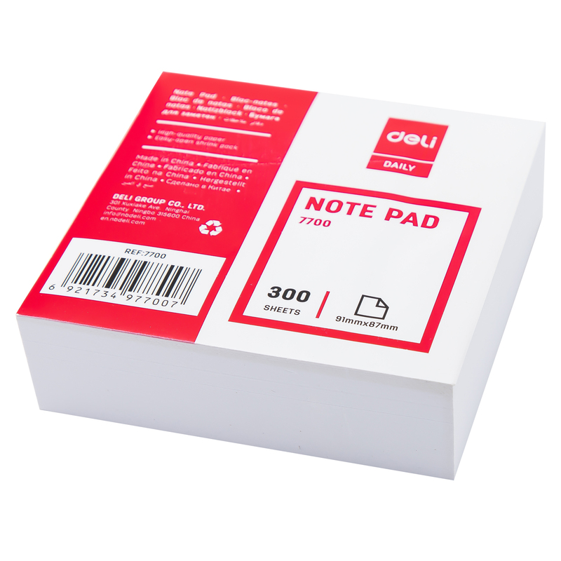 DELI E7700 NOTE PAD BLOCK 70GSM 300/SHTS 91x87mm