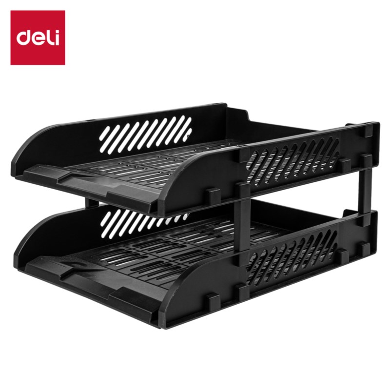 DELI E9212 PLASTIC TRAY 2 TIER - BLACK