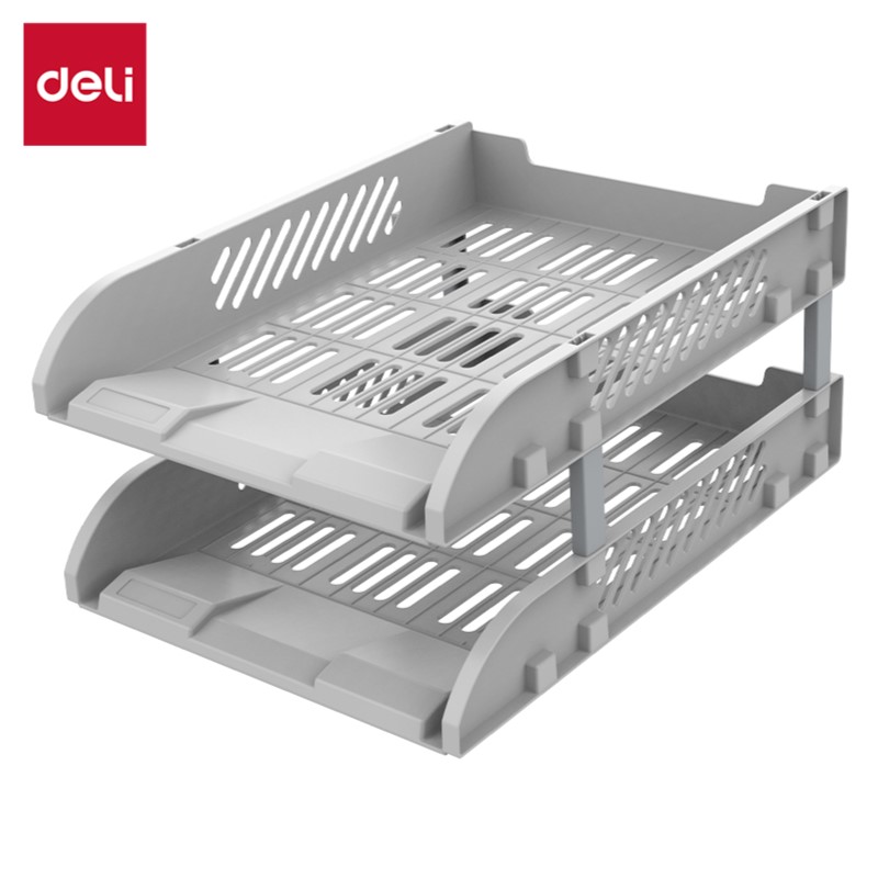DELI E9212 PLASTIC TRAY 2 TIER - GREY