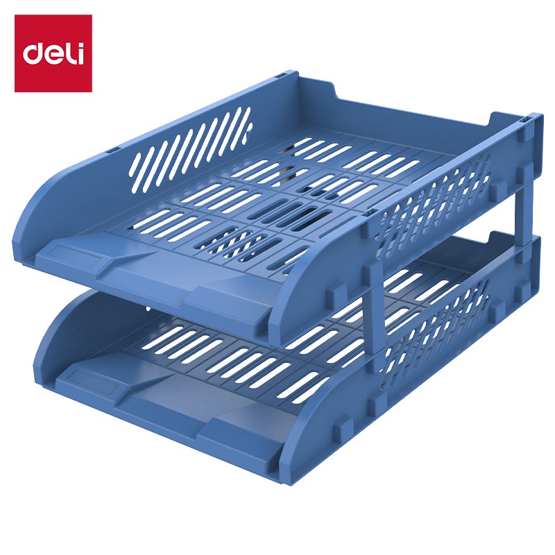 DELI E9212 PLASTIC TRAY 2 TIER - BLUE