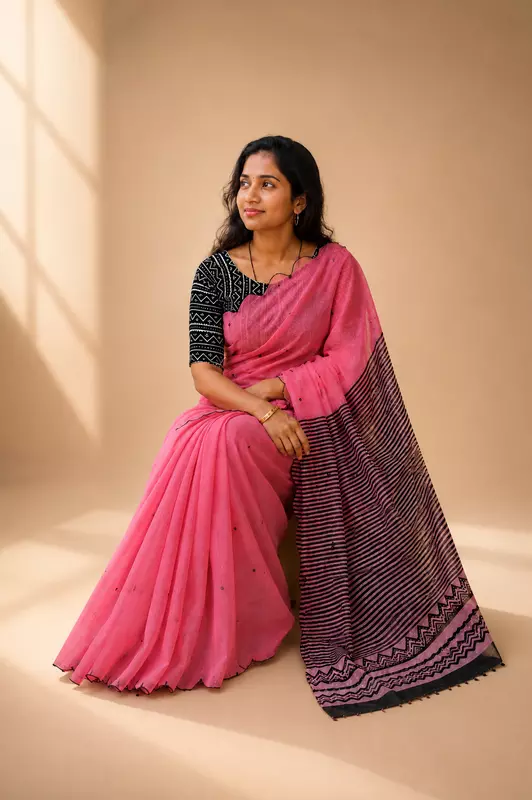 Chanderi mirror pink