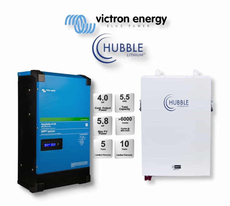 5.0 kW VICTRON EasySolar - HUBBLE Combo, c/w 5.5 kWh Lithium Battery 5.0 kW VICTRON EasySolar - HUBBLE Combo, c/w 5.5 kWh Lithium Battery