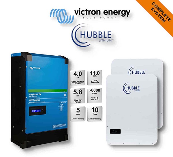 5.0 kW VICTRON EasySolar - HUBBLE Combo, c/w 2x 5.12 kWh Lithium Battery