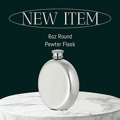 Spirit Flask Traditional Round Shape Plain, 6 oz, English Pewter. SKU #: EB31006/P.