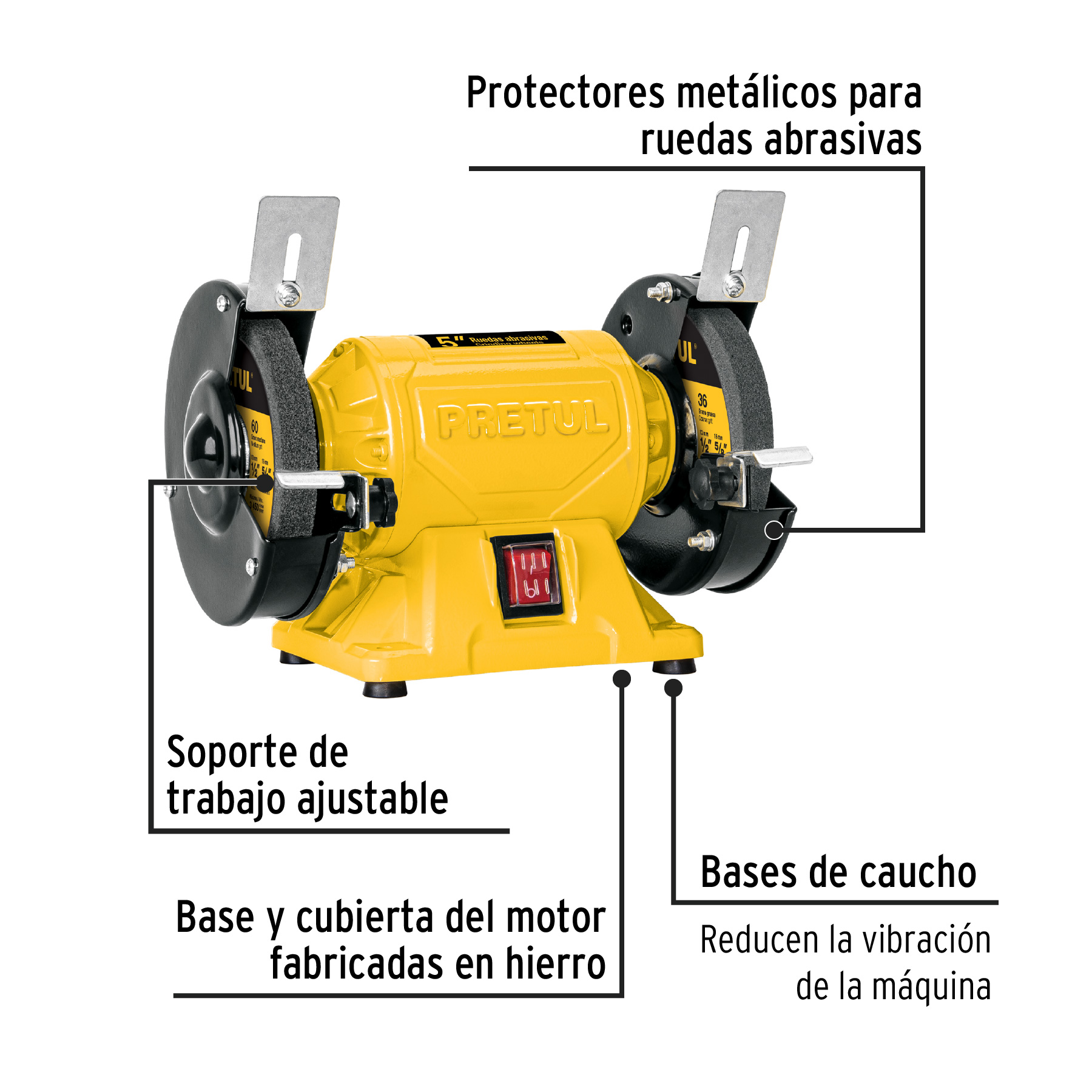 Esmeril de banco de 5' de 1/6 Hp Pretul - EBA-5P / 29994