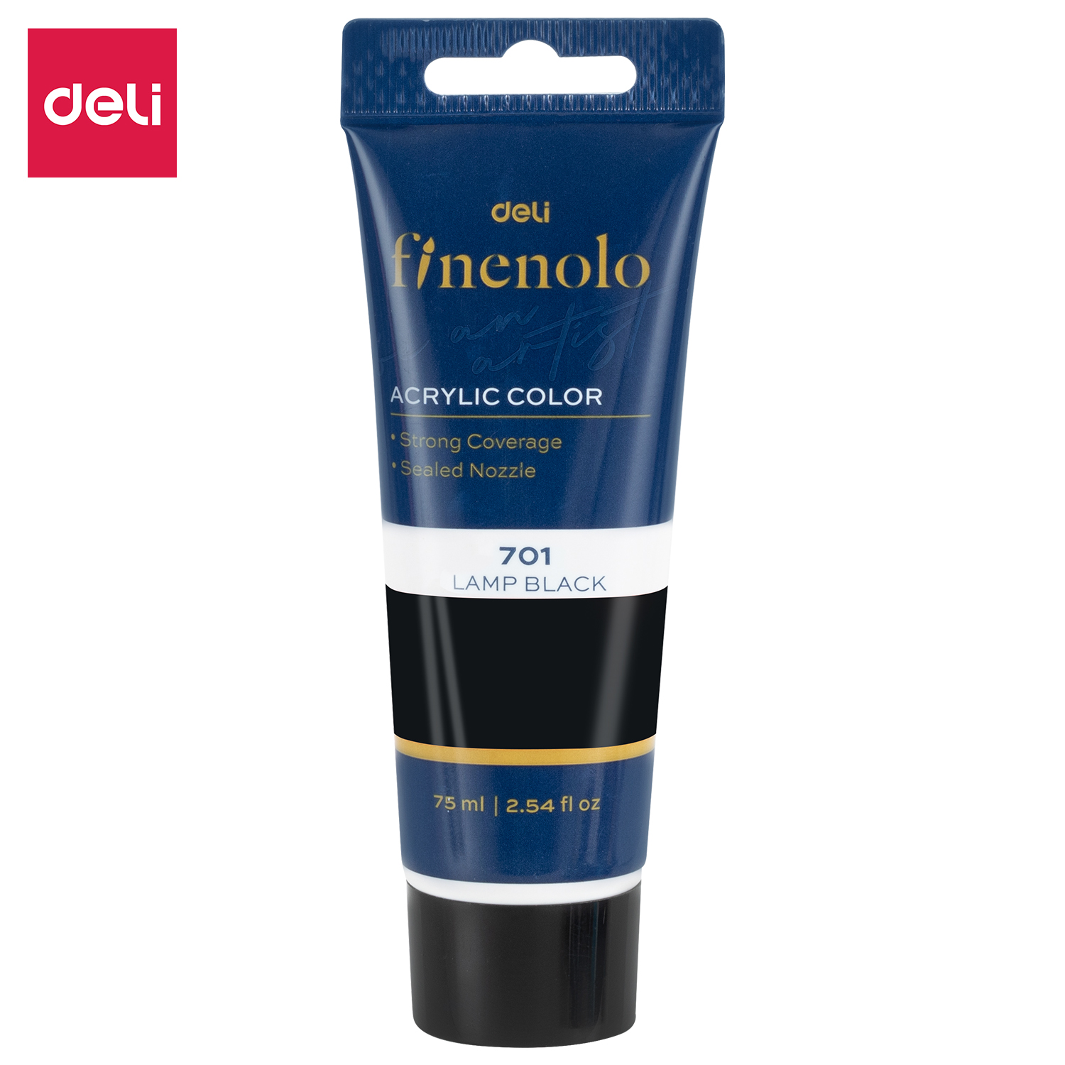 DELI FINENOLO EC75-BK ACRYLIC COLOR TUBE 75ML BLACK