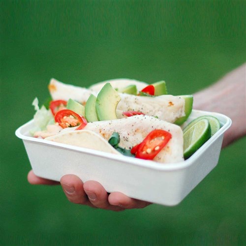 Container Rectangular Natural Fibre White 500ml Ctn 500