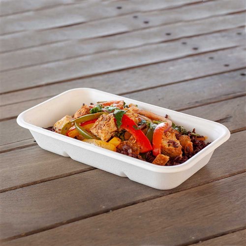 Container Rectangular Natural Fibre White 750ml Pack 50