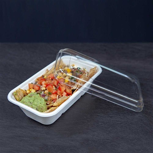 Lid Rectangular PET to Suit Natural Fibre 750/1000ml Containers Clear Ctn 500