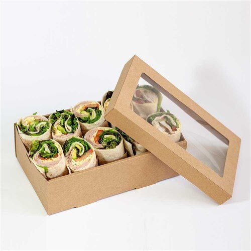 Lid Catering With Window To Suit Catering Tray Size 1 Kraft 259X156X30mm