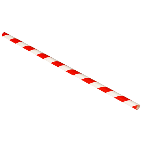 Straw Paper Red/White Stripe Multi Colour 200mm Pack  250