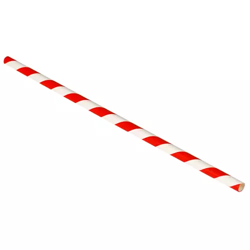 Straw Paper Red/White Stripe Multi Colour 200mm Pack 250