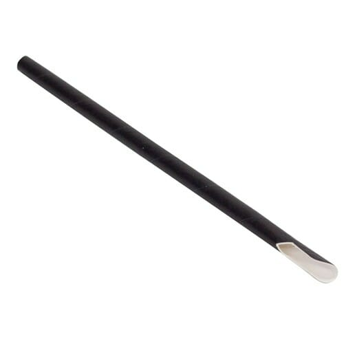 Straw Paper Spoon Plain Black 207 mm Pack 150