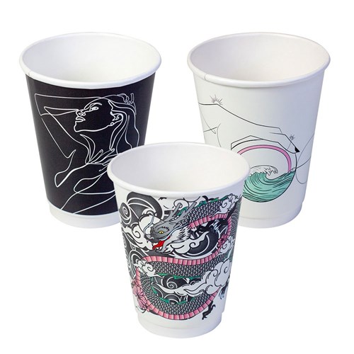 Coffee Cup Double Wall Ink Series 12 oz Super Pack 25