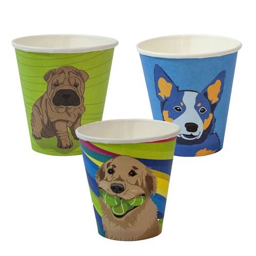 Paper Coffee Cup Core Aqueous Lined Single Wall Dog Series Plastic Free Packing 8 Oz Super
