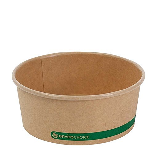 PLAnet Container Round Salad Bowl PLA Lined Paperboard Kraft 24 oz