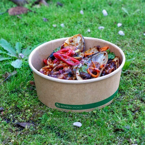 PLAnet Container Round Salad Bowl PLA Lined Paperboard Kraft 24 oz