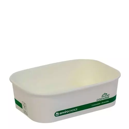 Rectangular Container Paperboard PLA Lined White 650ml Pack 50