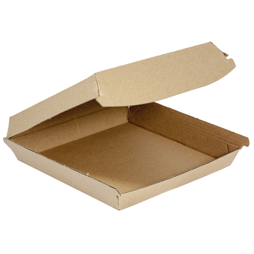 Pizza Box Supa Flute Corrugated Board Clamshell Kraft 175x175x47mm Pack 50