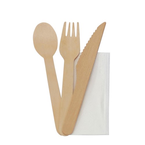 Cutlery Set Wooden Knife Fork Spoon And Napkin Ctn 400